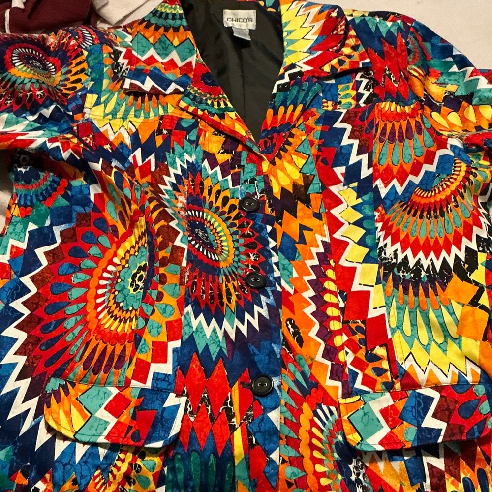 Chico's Multicolor Patterned Blazer - image 1